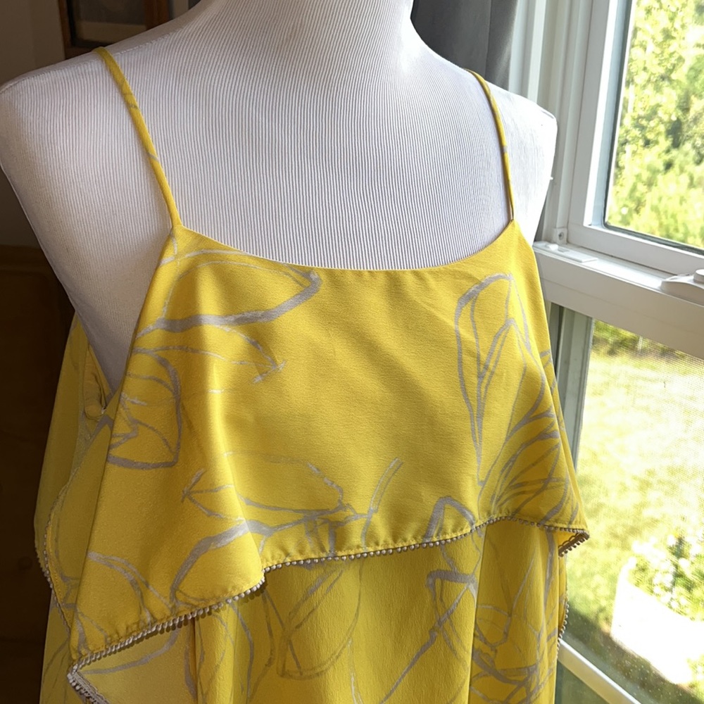 EUC Halston Heritage Popover Floral Print Sunshine Yellow Camisole Blouse - XL - Picture 5 of 17